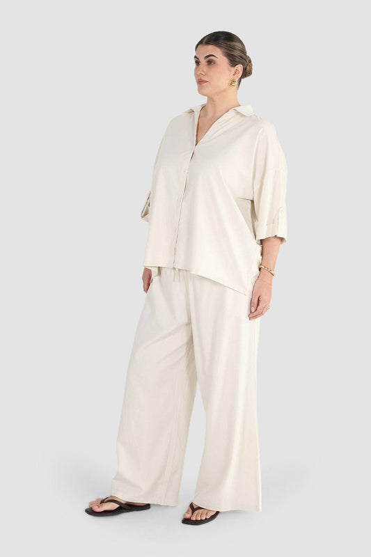 BYRON WIDE LEG PANT VANILLA - Fayt The Label