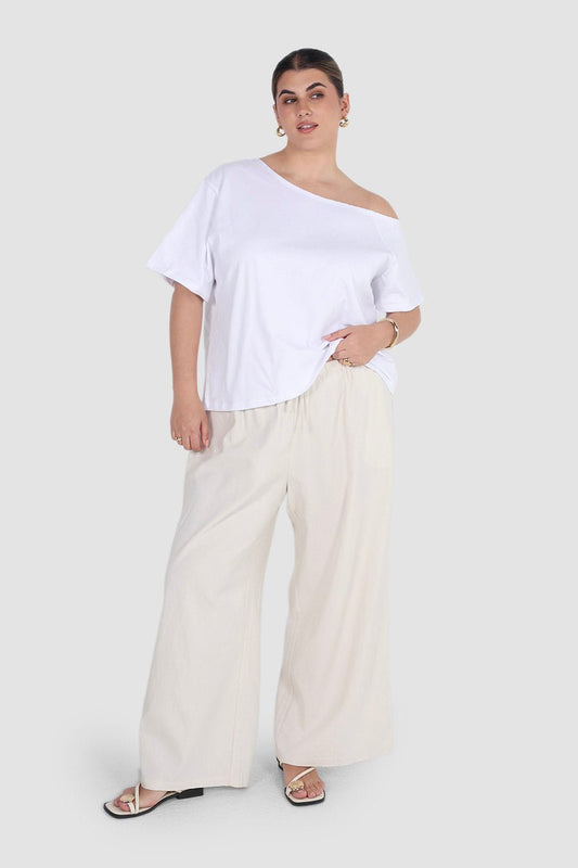 BYRON WIDE LEG PANT VANILLA - Fayt The Label
