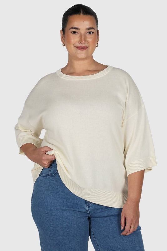 CALDER KNIT TOP MILK - Fayt The Label