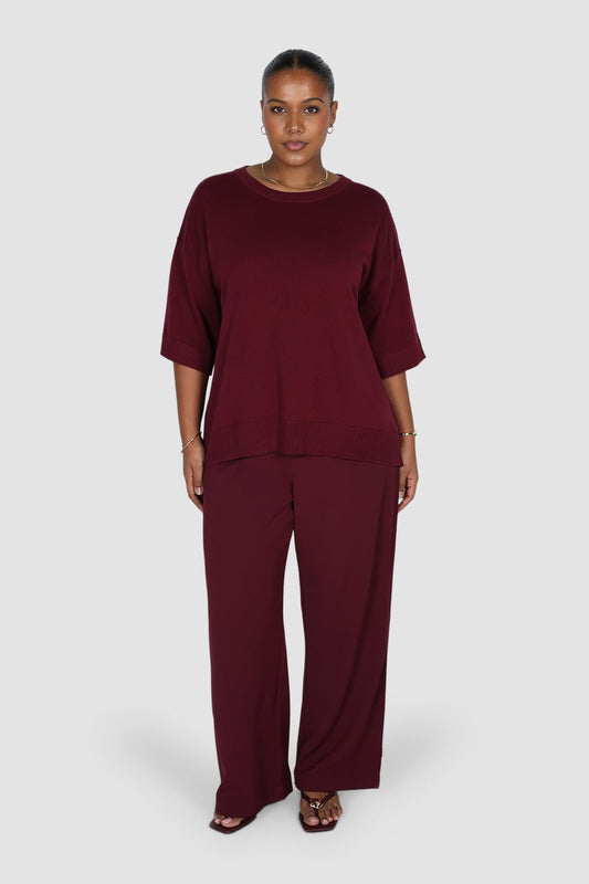 CALDER KNIT TOP WINE - Fayt The Label