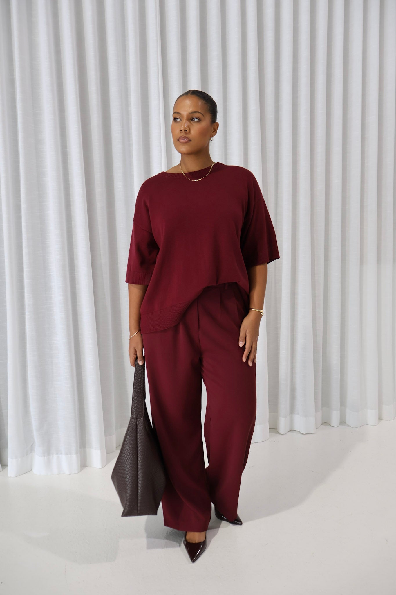 CALDER KNIT TOP WINE - Fayt The Label