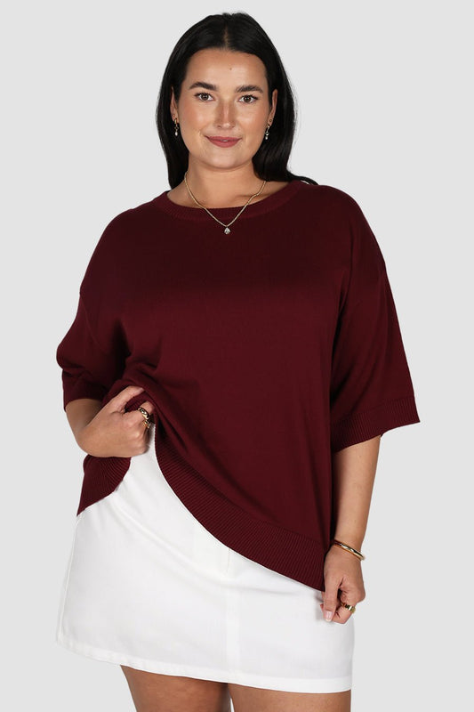 CALDER KNIT TOP WINE - Fayt The Label