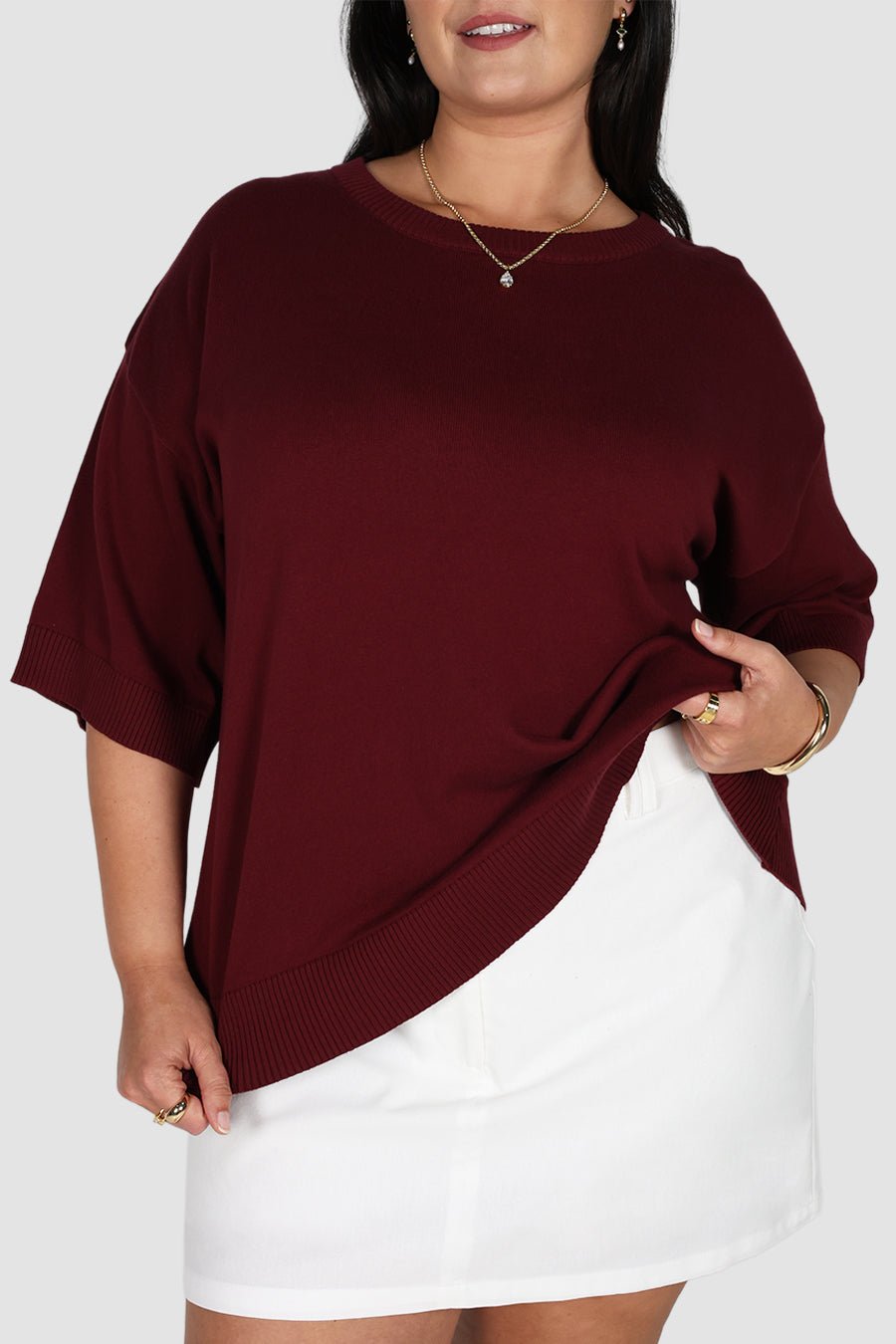 CALDER KNIT TOP WINE - Fayt The Label