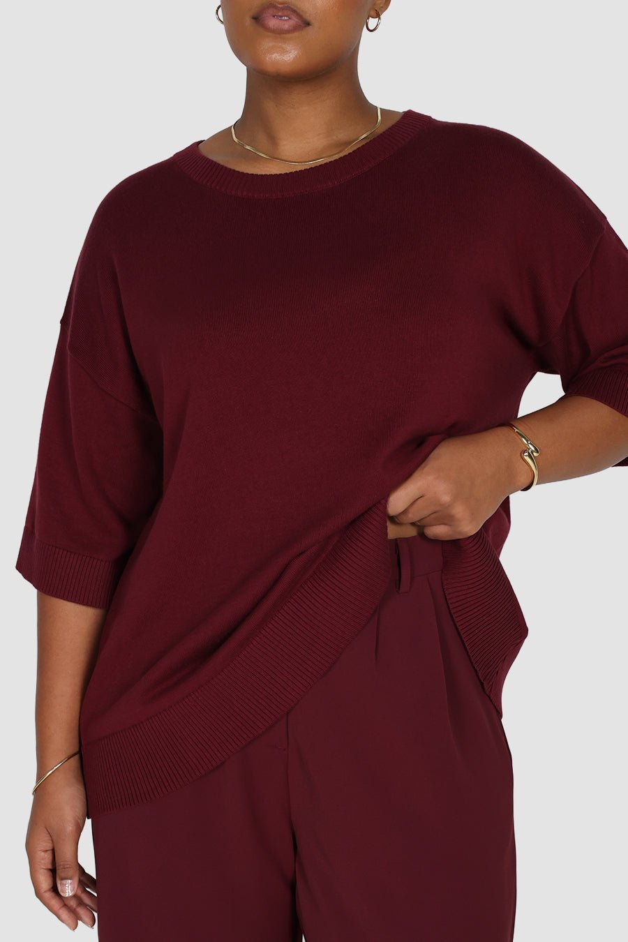 CALDER KNIT TOP WINE - Fayt The Label