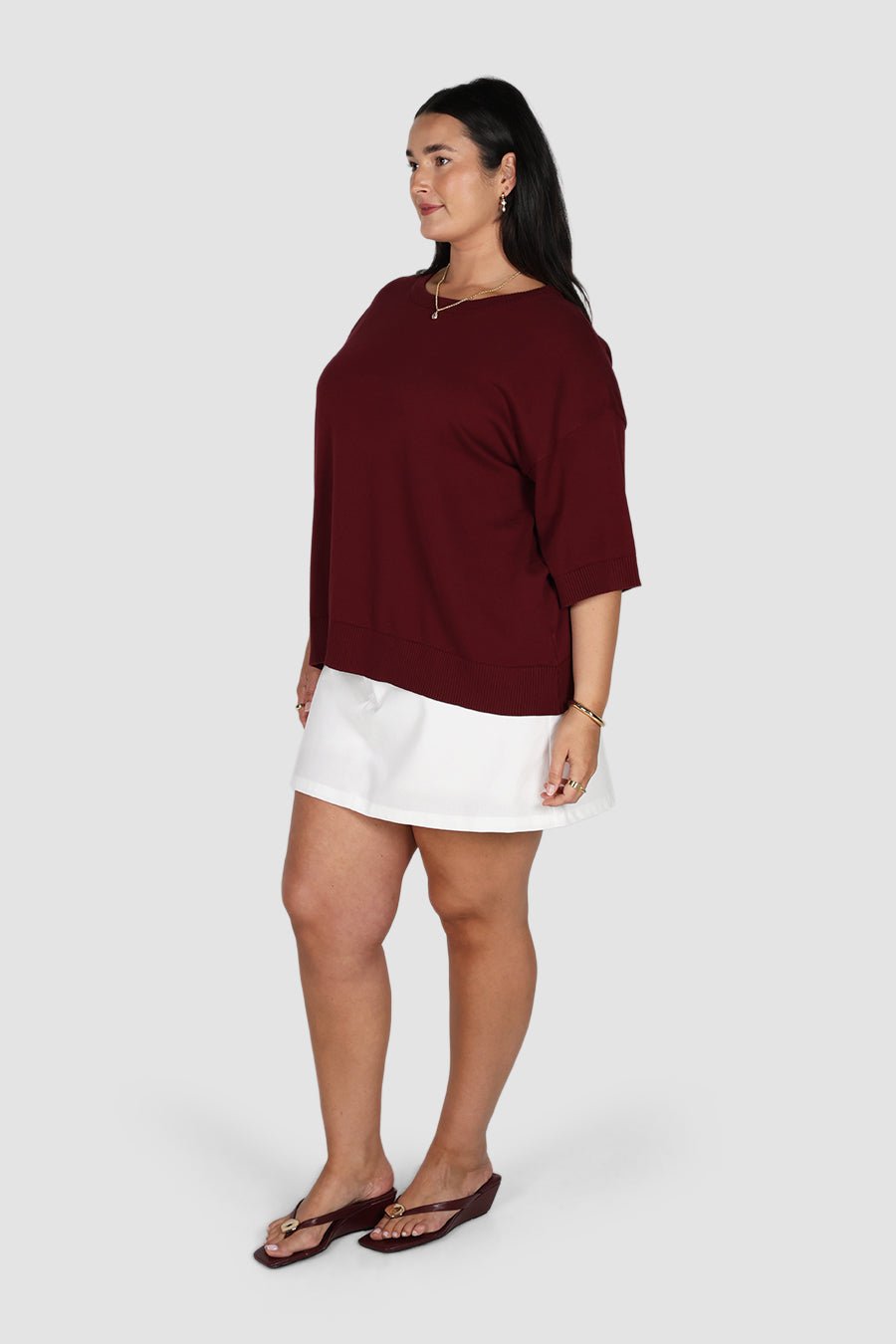 CALDER KNIT TOP WINE - Fayt The Label
