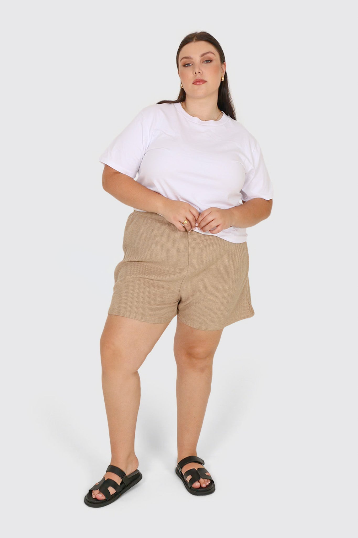 CAPRI WAFFLE SHORTS BISCUIT - Fayt The Label
