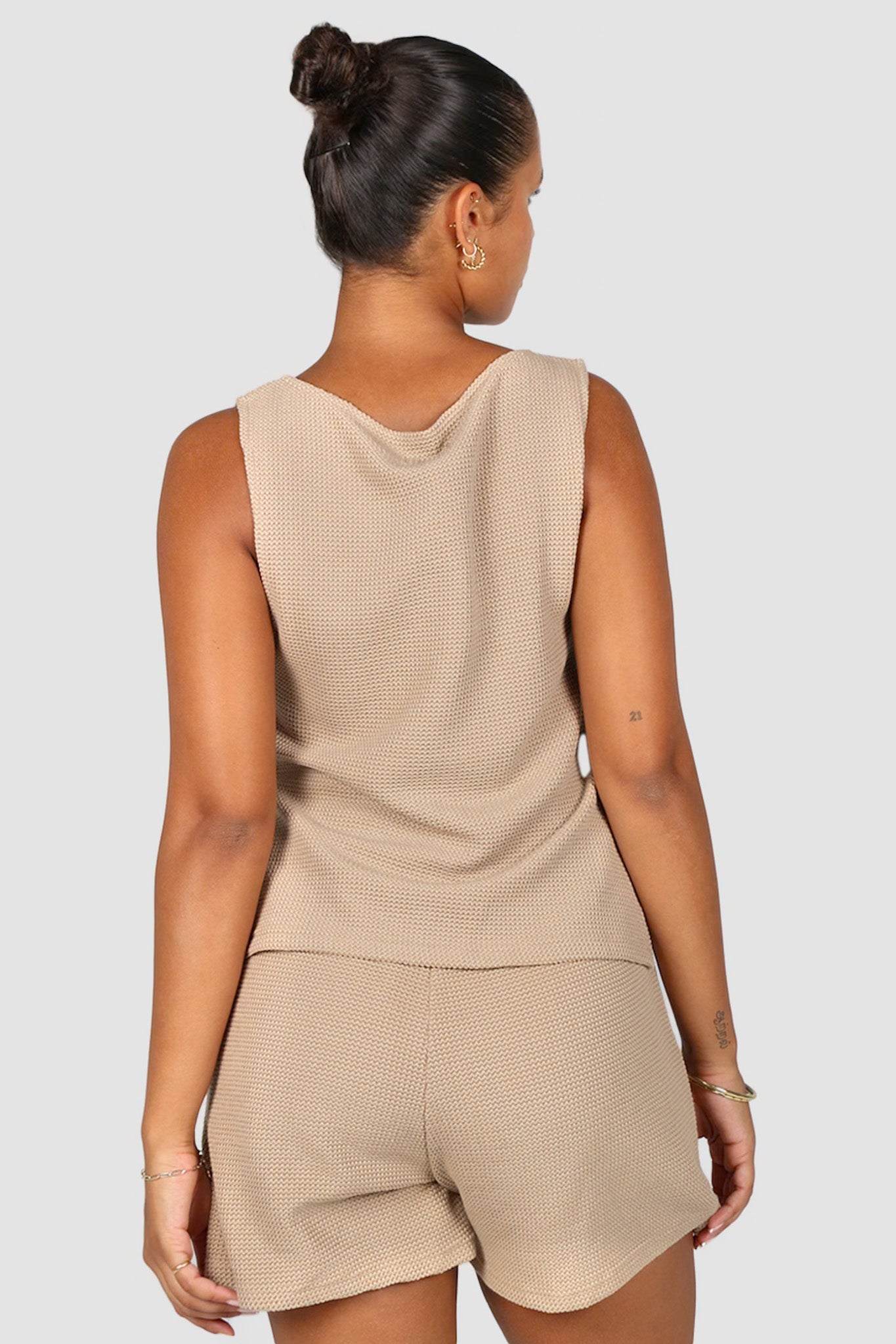 CAPRI WAFFLE SHORTS BISCUIT - Fayt The Label