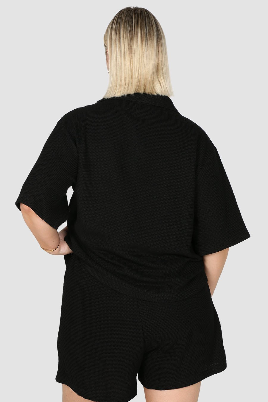 CAPRI WAFFLE SHORTS BLACK - Fayt The Label