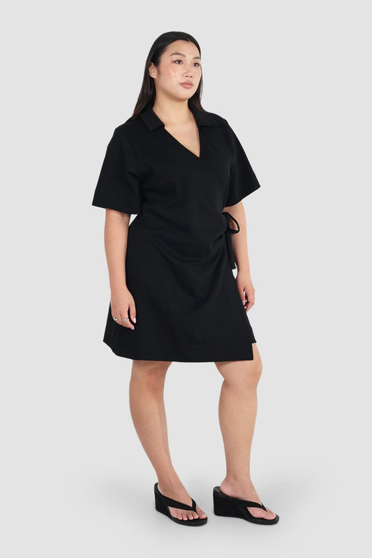 CASA WRAP DRESS BLACK - Fayt The Label