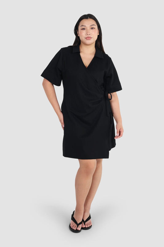 CASA WRAP DRESS BLACK - Fayt The Label