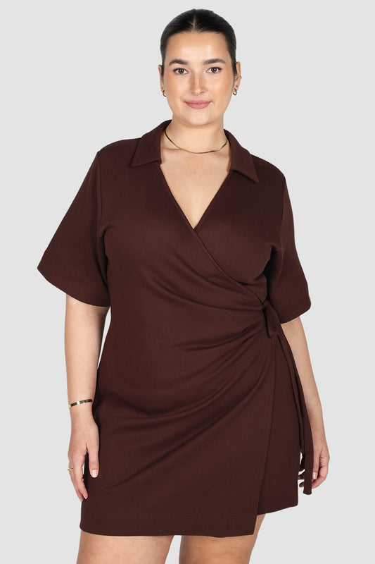 CASA WRAP DRESS ESPRESSO - Fayt The Label