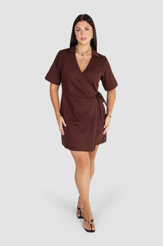 CASA WRAP DRESS ESPRESSO - Fayt The Label