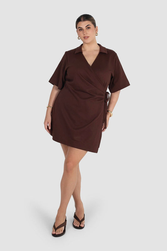 CASA WRAP DRESS ESPRESSO - Fayt The Label