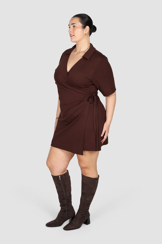 CASA WRAP DRESS ESPRESSO - Fayt The Label