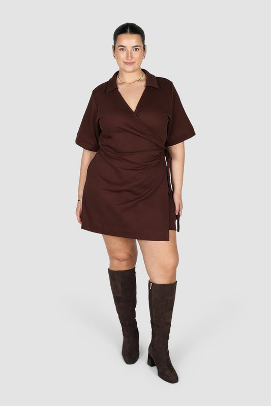 CASA WRAP DRESS ESPRESSO - Fayt The Label