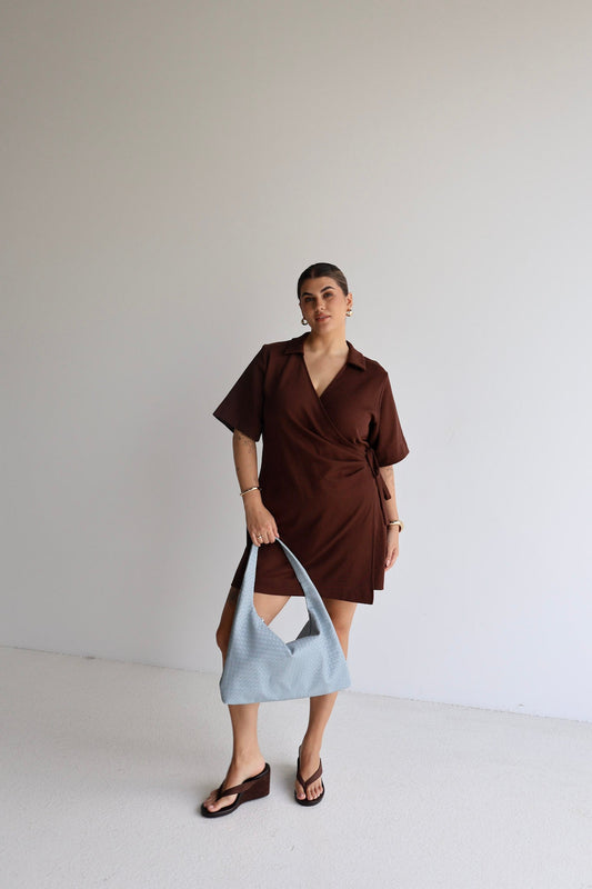 CASA WRAP DRESS ESPRESSO - Fayt The Label