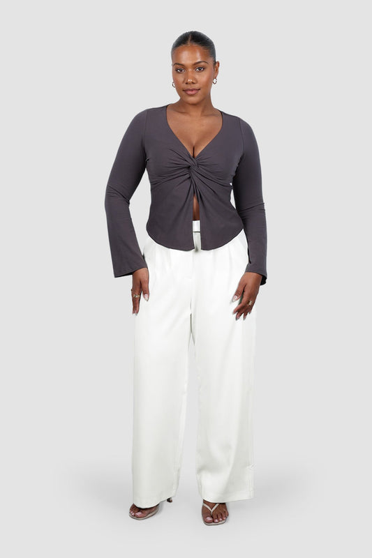 COLT L/S TWIST TOP CHARCOAL - Fayt The Label