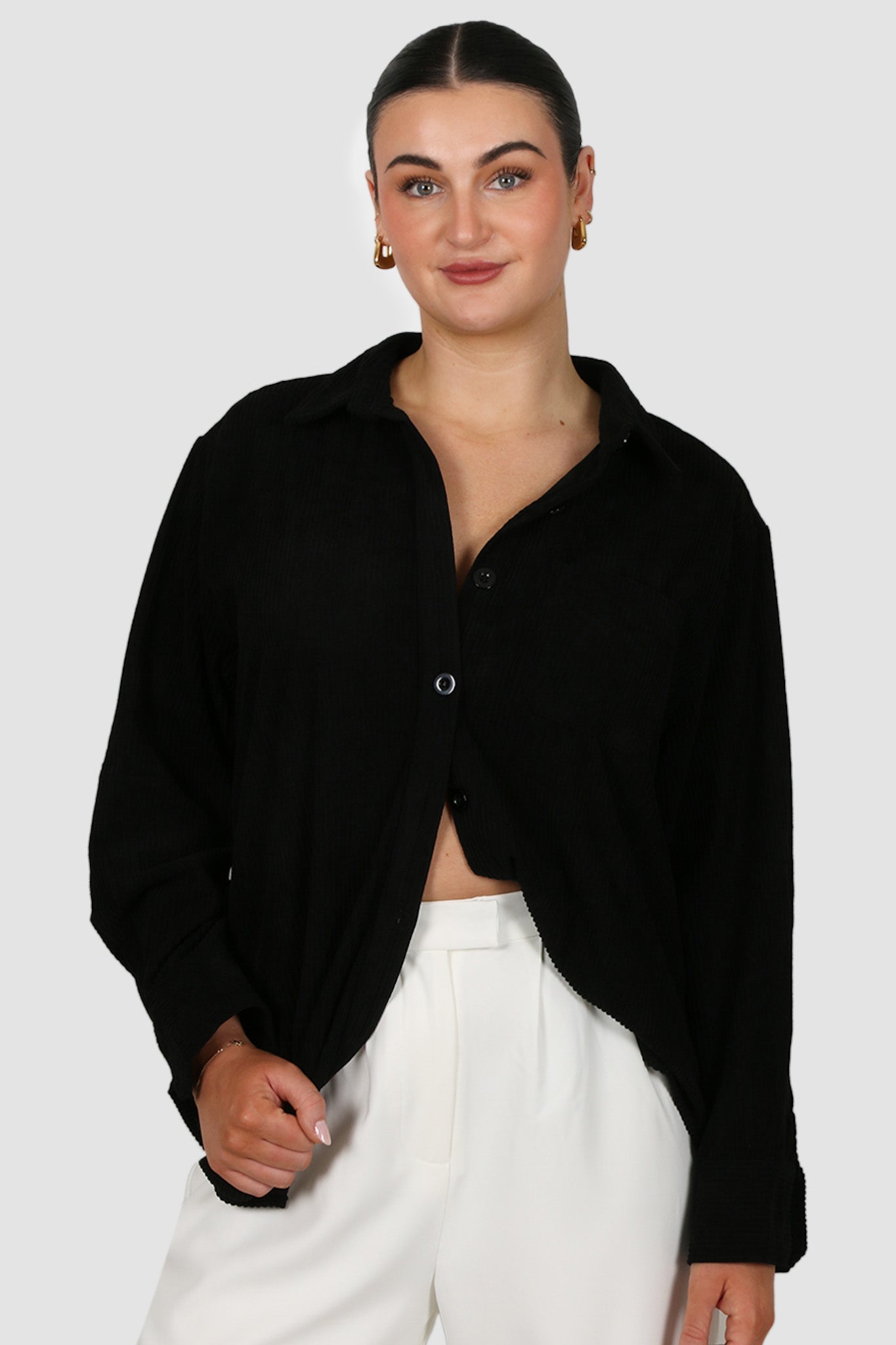 COLTER CORDUROY SHIRT BLACK - Fayt The Label