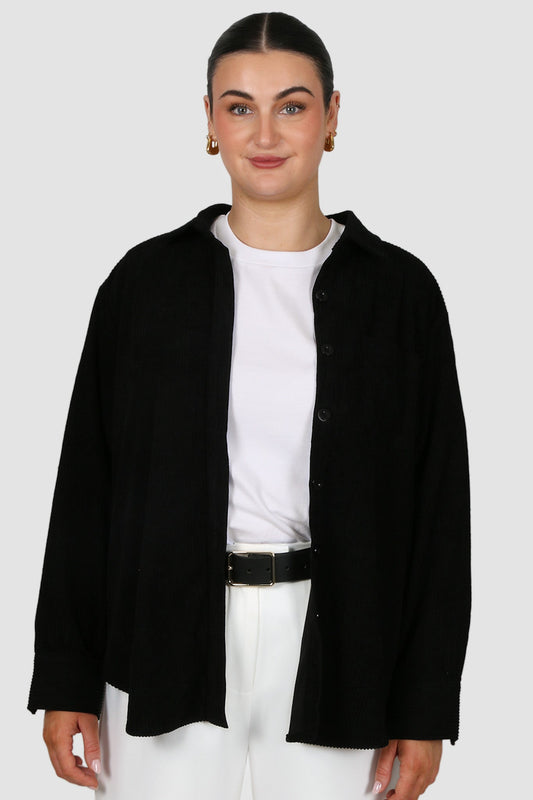 COLTER CORDUROY SHIRT BLACK - Fayt The Label