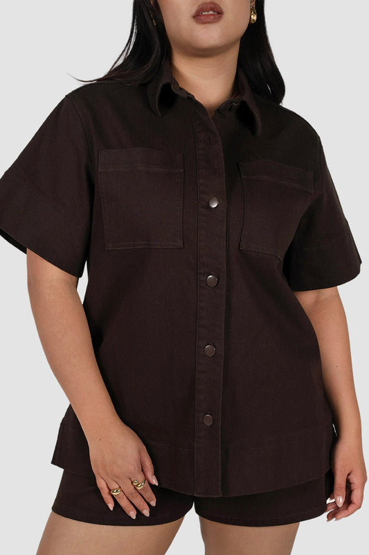 COMO DENIM SHIRT ESPRESSO - Fayt The Label