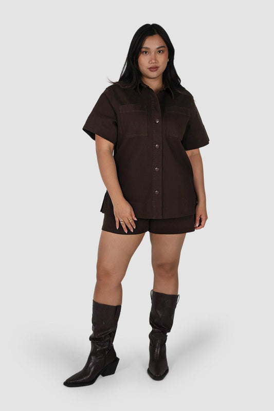 COMO DENIM SHIRT ESPRESSO - Fayt The Label