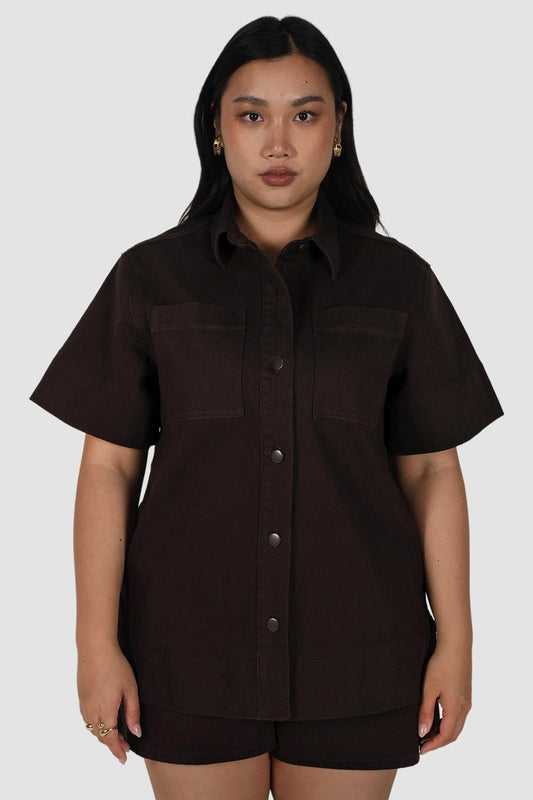 COMO DENIM SHIRT ESPRESSO - Fayt The Label