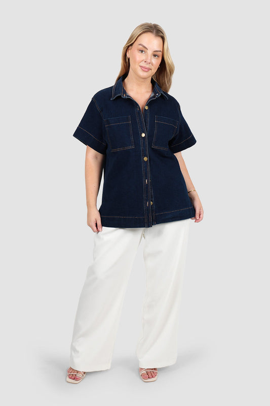 COMO DENIM SHIRT MIDNIGHT BLUE - Fayt The Label