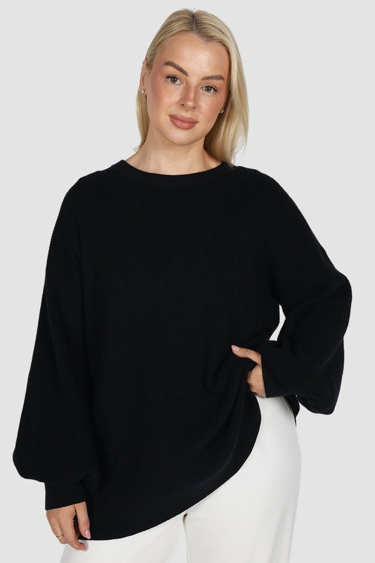 CORLEN OVERSIZED KNIT BLACK - Fayt The Label