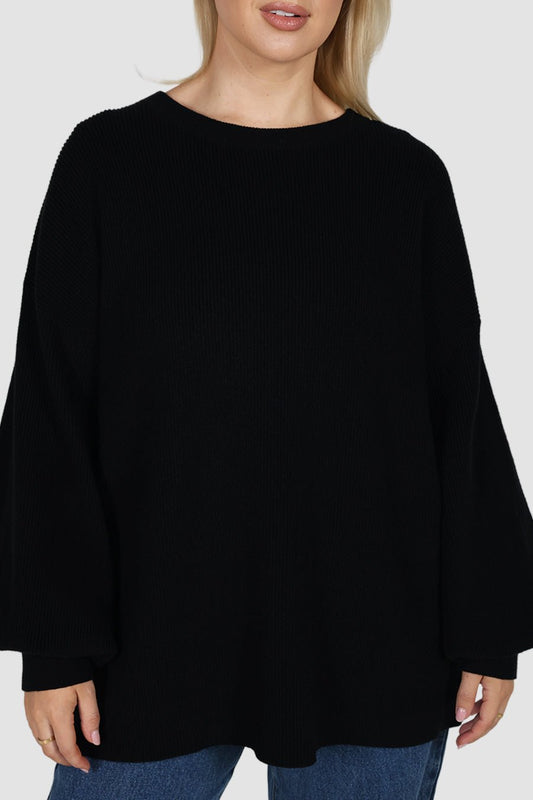 CORLEN OVERSIZED KNIT BLACK - Fayt The Label