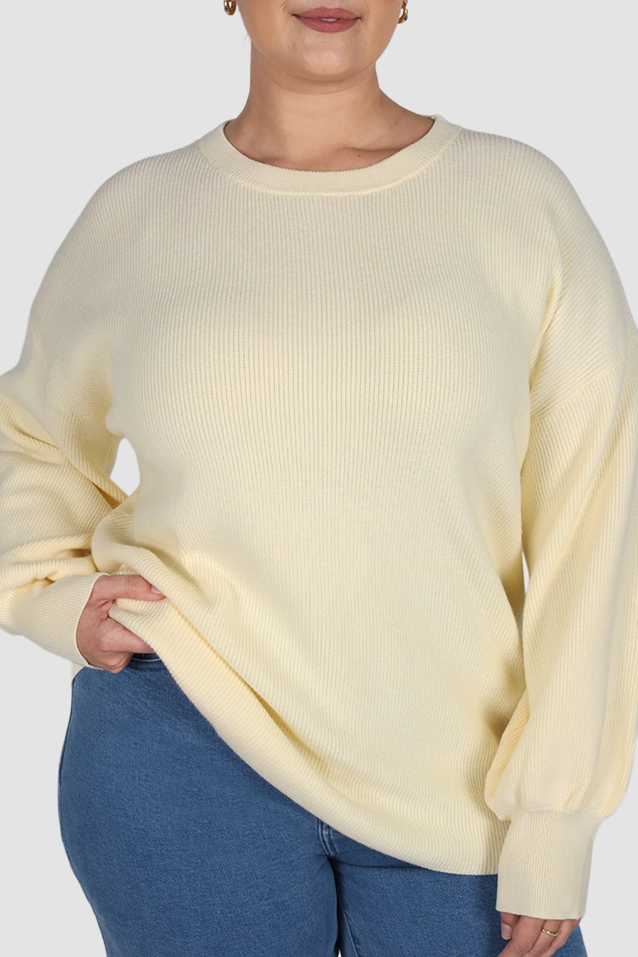CORLEN OVERSIZED KNIT BUTTERMILK - Fayt The Label