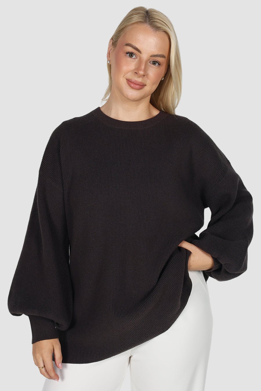 CORLEN OVERSIZED KNIT CHARCOAL - Fayt The Label