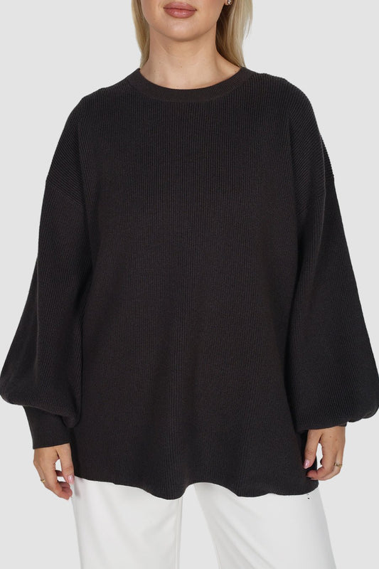 CORLEN OVERSIZED KNIT CHARCOAL - Fayt The Label