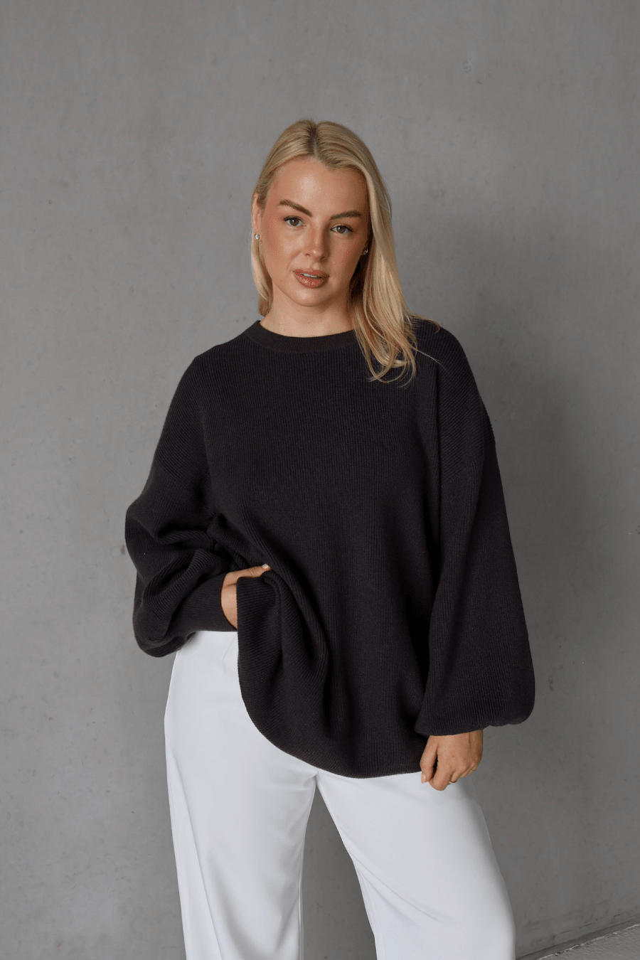 CORLEN OVERSIZED KNIT CHARCOAL - Fayt The Label