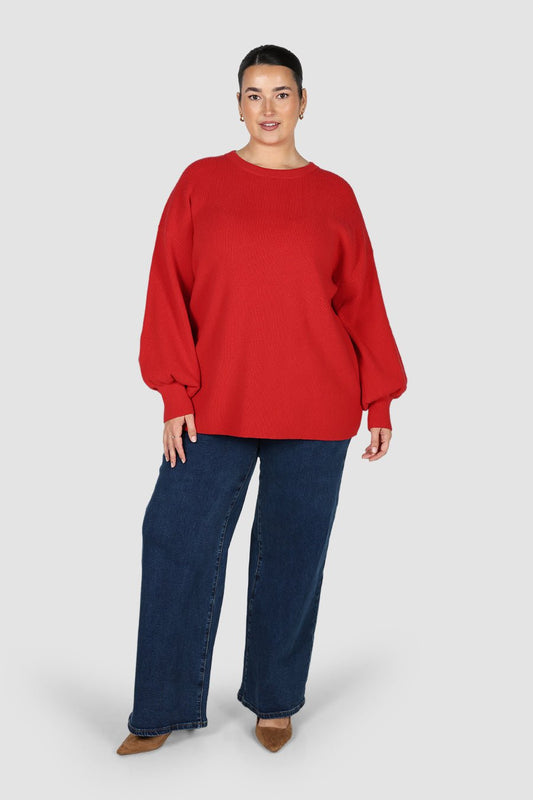 CORLEN OVERSIZED KNIT RED - Fayt The Label