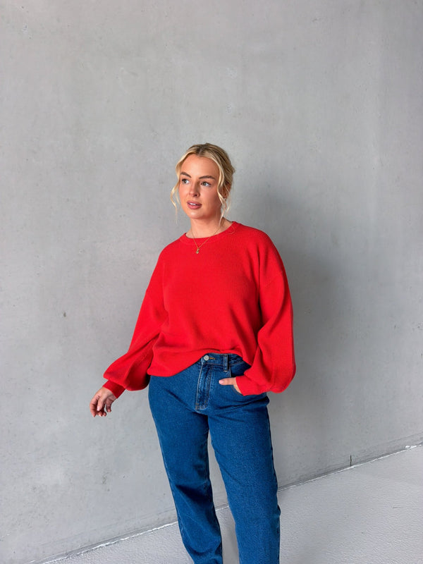 CORLEN OVERSIZED KNIT RED - Fayt The Label