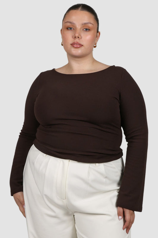 DAKOTA RIBBED TOP ESPRESSO - Fayt The Label