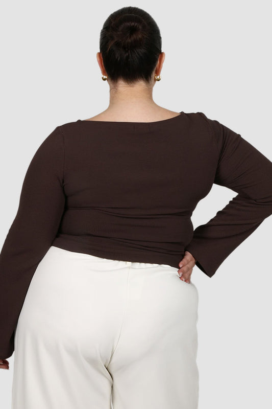 DAKOTA RIBBED TOP ESPRESSO - Fayt The Label