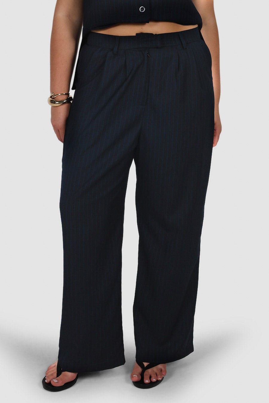 DOWNTOWN PANT NAVY PINSTRIPE - Fayt The Label