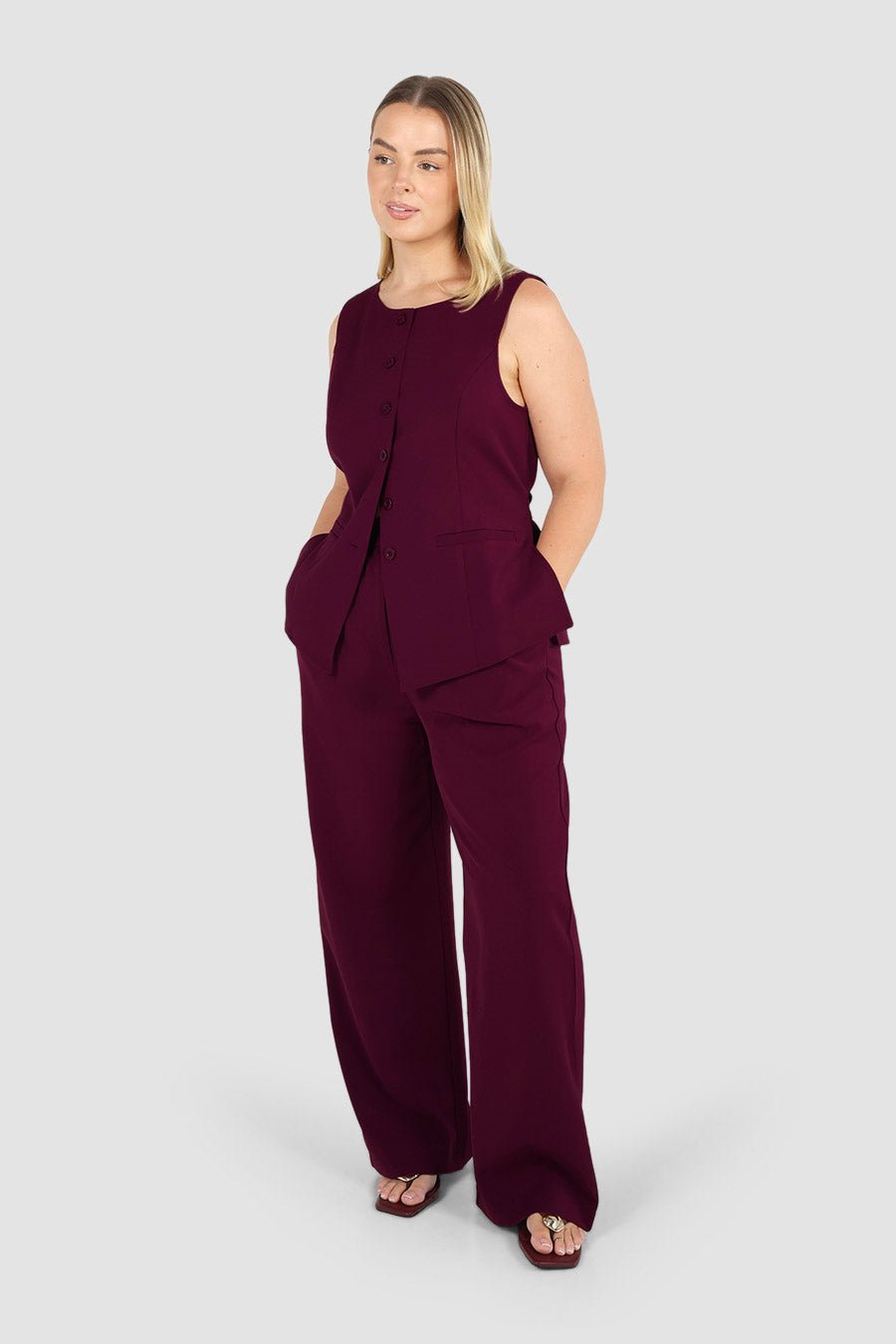 DOWNTOWN PANT WINE - Fayt The Label