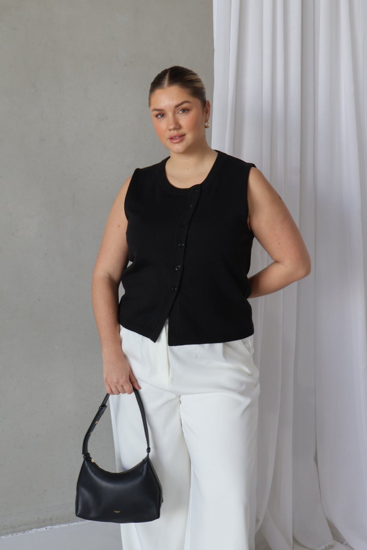 ESTI KNIT VEST BLACK - Fayt The Label