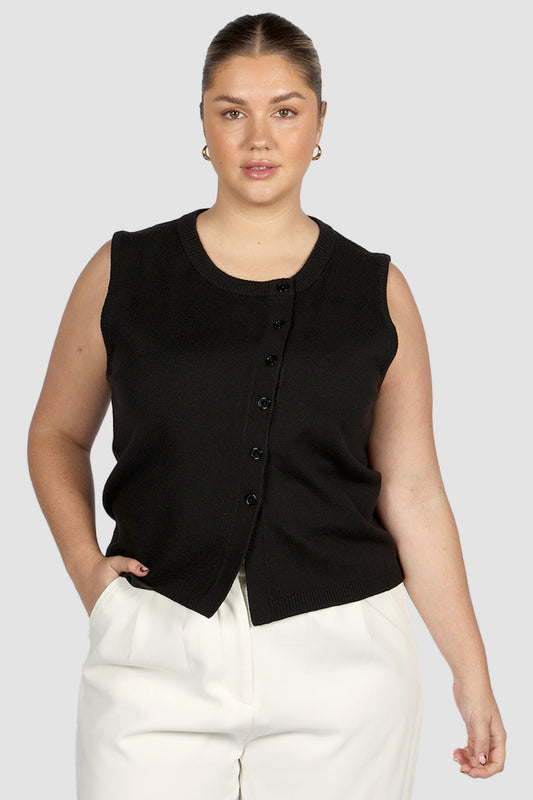 ESTI KNIT VEST BLACK - Fayt The Label