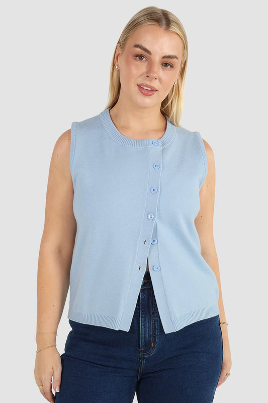 ESTI KNIT VEST BLUE - Fayt The Label