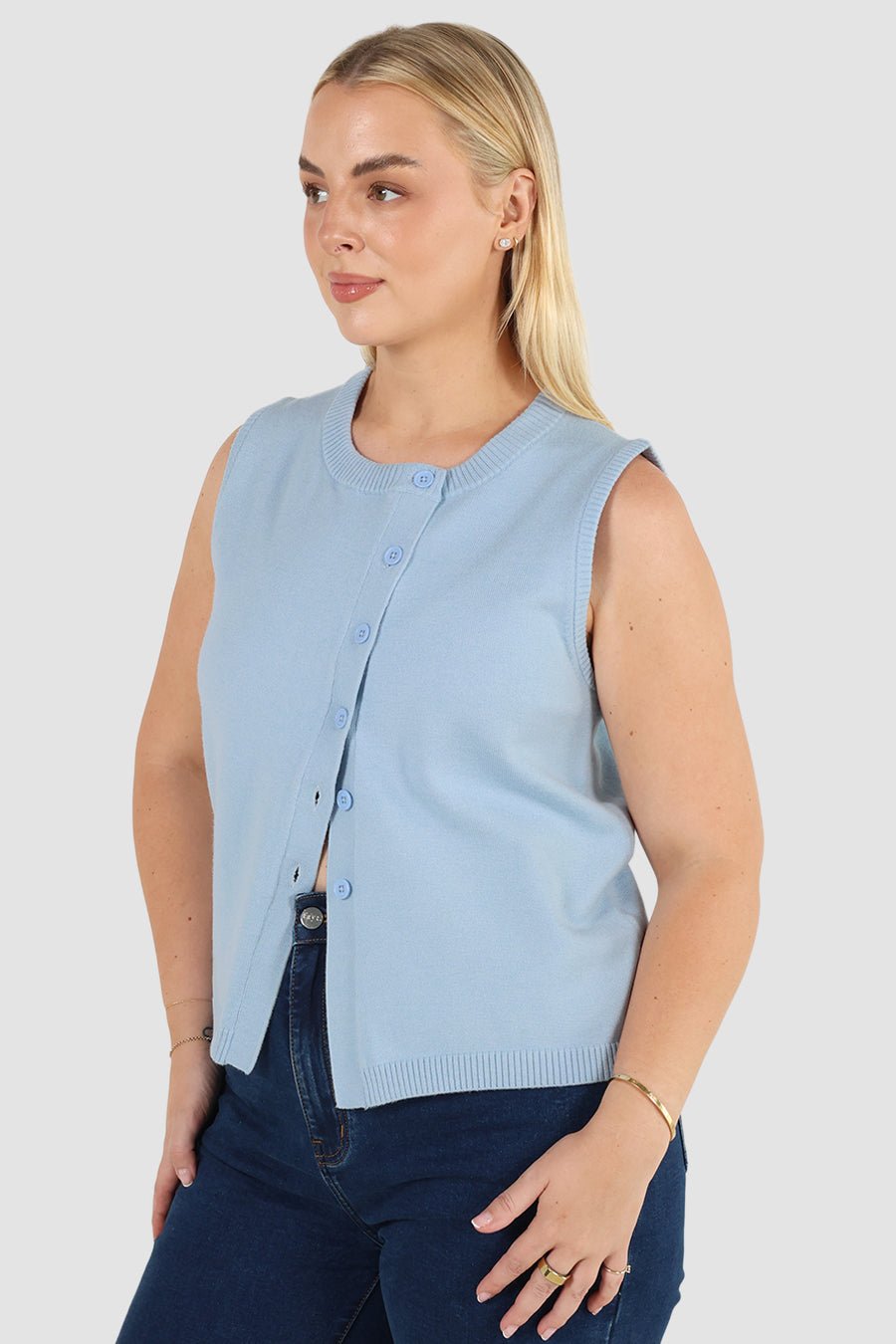 ESTI KNIT VEST BLUE - Fayt The Label