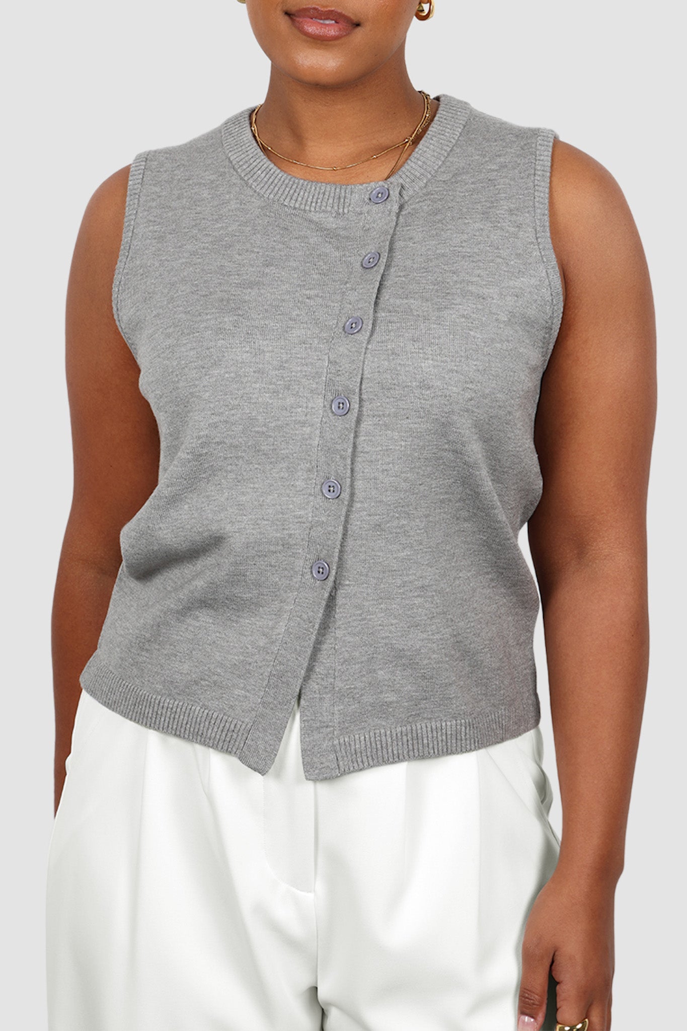 ESTI KNIT VEST GREY MARLE - Fayt The Label