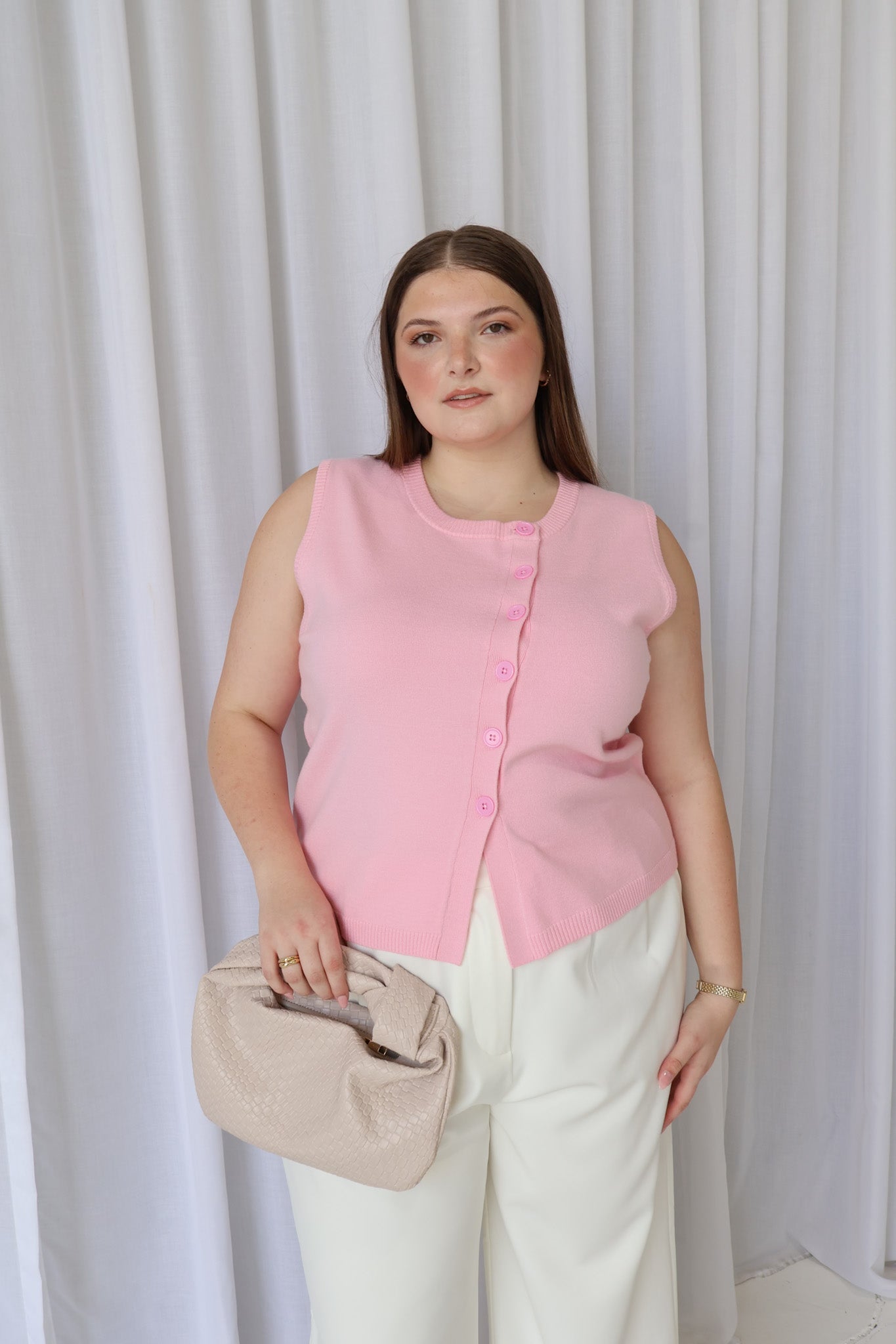 ESTI KNIT VEST PINK - Fayt The Label