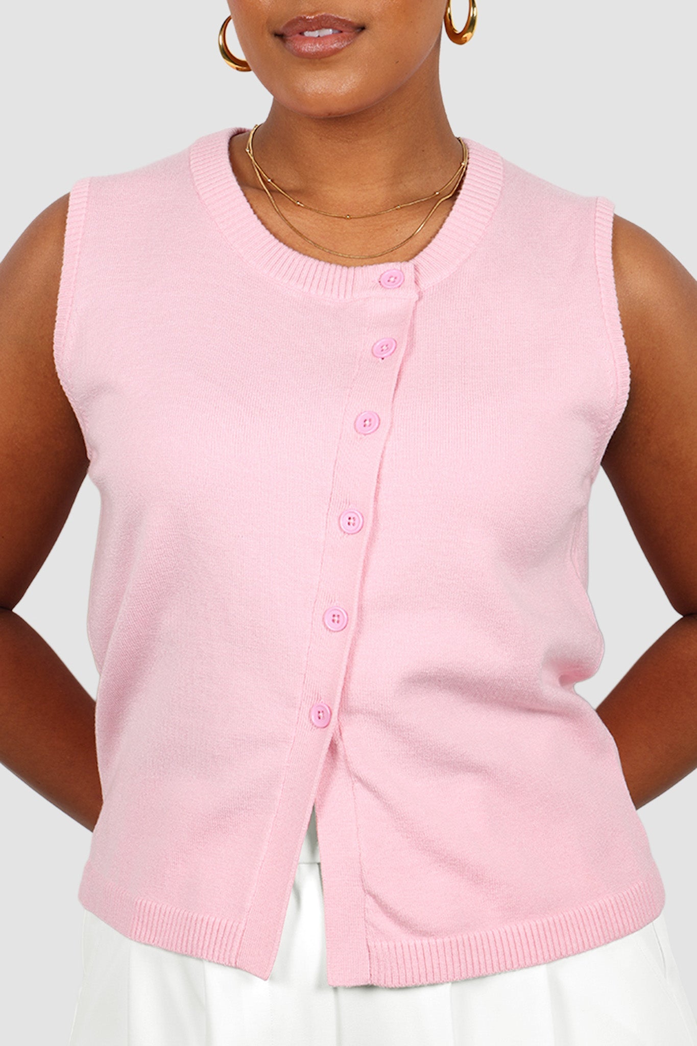 ESTI KNIT VEST PINK - Fayt The Label