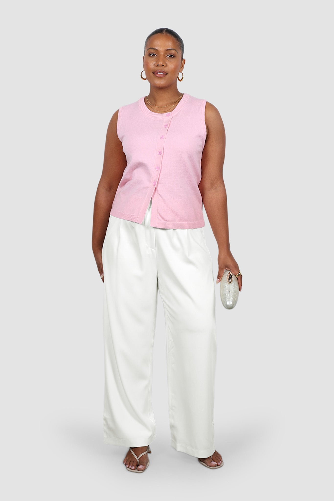 ESTI KNIT VEST PINK - Fayt The Label