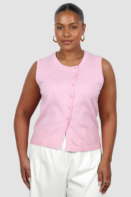 ESTI KNIT VEST PINK - Fayt The Label