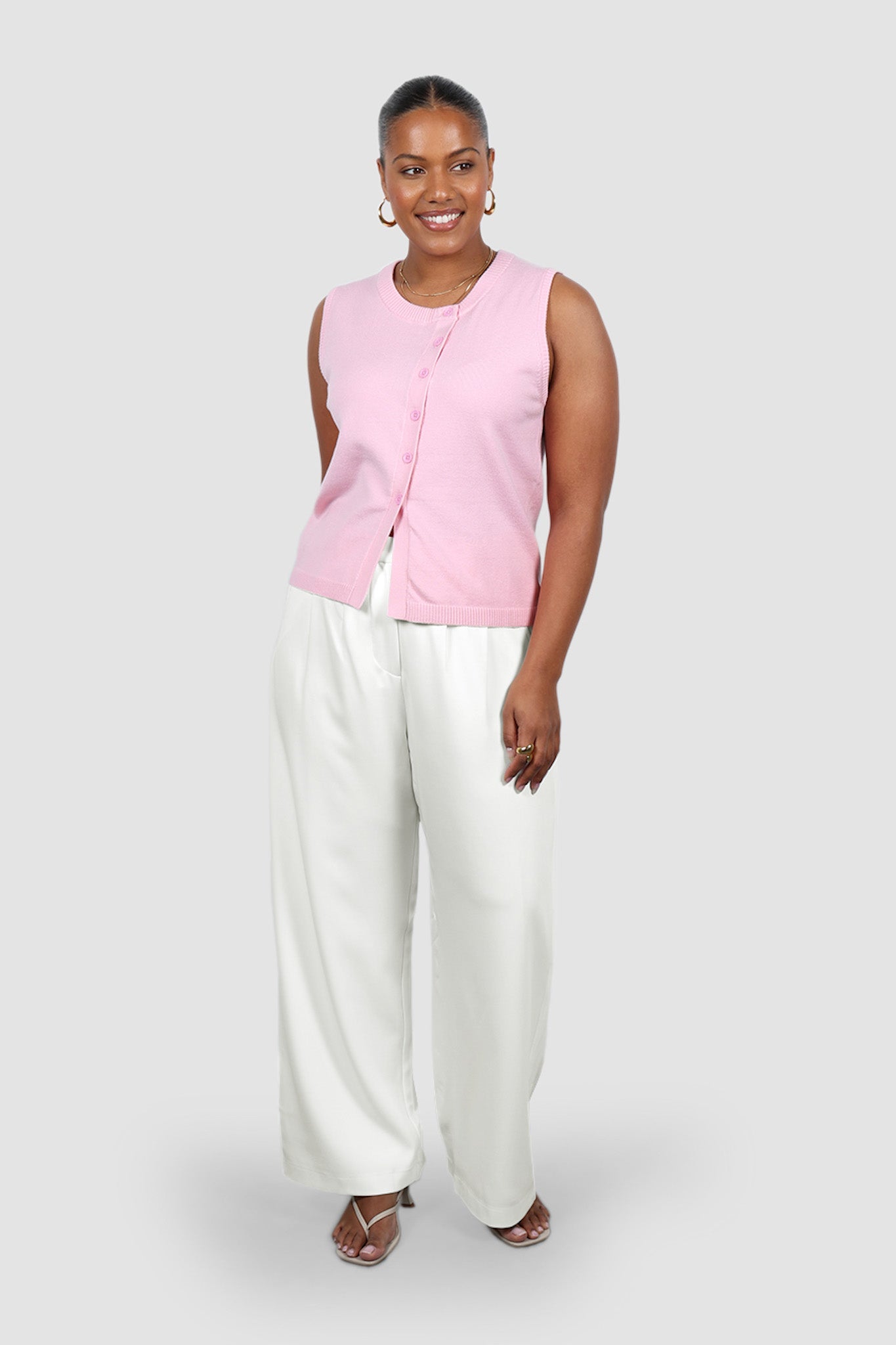 ESTI KNIT VEST PINK - Fayt The Label