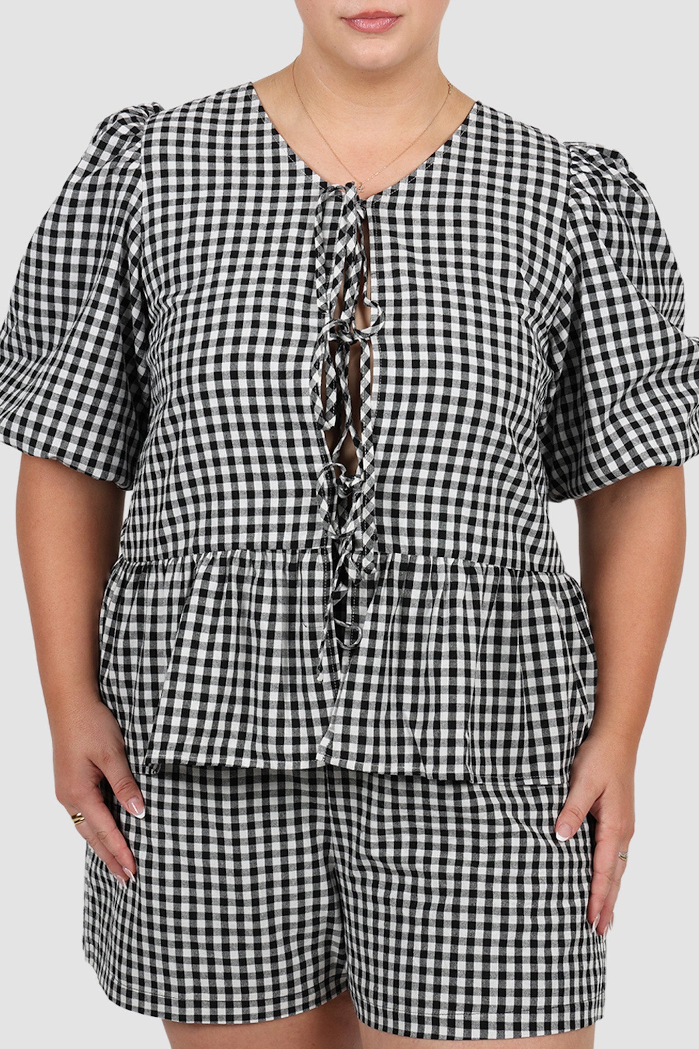FAWN TOP B&W GINGHAM - Fayt The Label